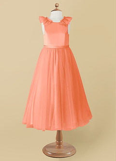 Azazie Dolly Flower Girl Dresses Sunset A-Line Bow Tulle Dress image7