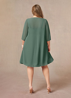 Azazie Olivia Mother of the Bride Dresses Sea Moss A-Line Square Neckline Pleated Chiffon Dress image8