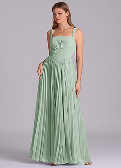 Azazie Mina Bridesmaid Dresses Agave A-Line Pleated Chiffon Dress image1