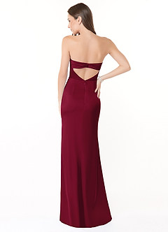 Azazie Leonis Brautjungfernkleider Wandelbar Meerjungfrau-Linie Plissee Stretch-Satin Kleid Burgunderrot image5