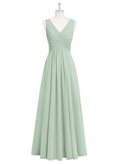 Azazie Flora Kleider zum Anprobieren zu Hause A-Linie Plissee Chiffon Kleid Agave image7