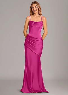 Azazie Pelagia Brudtärnklänningar Klä av Sjöjungfru i Stretch Satin Korsett Fuchsia Konvertibel image6