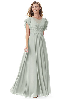 Azazie Daphne Modest Bridesmaid Dresses A-Line Ruffled Chiffon Floor-Length Dress image12
