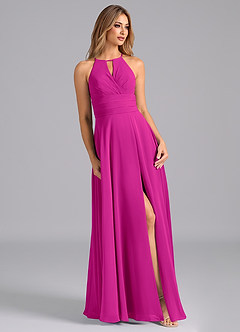 Azazie Denver Jurken voor bruidsmeisjes Jurk van Chiffon met A-Lijn Geplooid Fuchsia image5