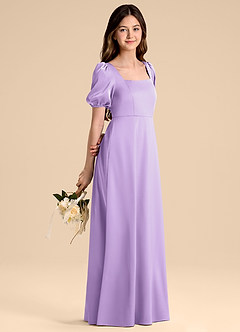 Azazie Briar Junior Vestido de Lila de Satén Elástico de Corte en A con Lazo image6