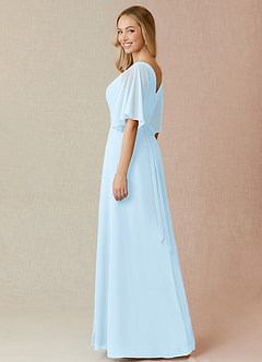 Azazie Cierra At-home Try On Dresses Wisteria A-Line V-Neck Chiffon Dress image5