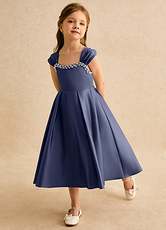 Azazie Yosemite Blumenmädchenkleider Ballkleid Herzausschnitt Matte Satin Kleid Sturm image6
