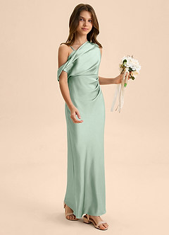 Azazie Emerson Junior Etui Schulterfrei Stretch-Satin Kleid Agave image5