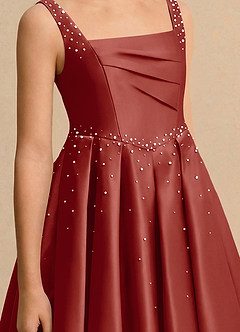 Azazie Jello Girls Formal Flower Girl Dresses Terracotta Ball-Gown Pleated Matte Satin Dress image5