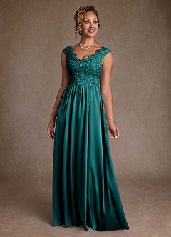 Azazie Amethyst Abiti per la Madre della Sposa Abito A-Line in Pizzo Verde Pavone image1