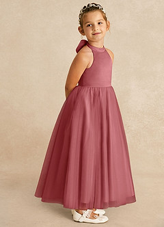 Azazie Bev Flower Girl Dresses Antique Rose A-Line Convertible Tulle Dress image8