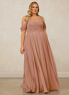 Christian Siriano Bridal for Azazie 1013 Bridesmaid Dresses Champagne Rose A-Line Off the Shoulder Chiffon Dress image10