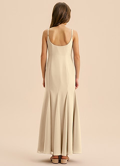 Azazie Evey Junior Abito Sirena in Chiffon Plissettato Champagne image2