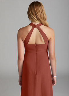 Azazie Clarice Junior Auburn A-Line Side Slit Chiffon Dress image6