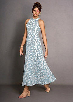 Robe Longue Bleu Et Blanc Selira image5