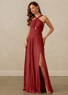 Christian Siriano Bridal for Azazie 1009 Bridesmaid Dresses Rust A-Line Pleated Chiffon Dress image8