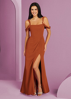 Barbie ♥ Azazie Bridesmaid Dresses Cinnamon A-Line Off the Shoulder Chiffon Dress image1