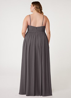 Azazie Alia Bridesmaid Dresses Steel Grey A-Line Pleated Chiffon Dress image7