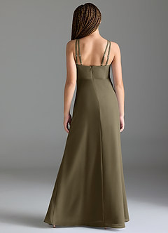 Azazie Leo Junior Willow Green Mermaid Pleated Chiffon Dress image2