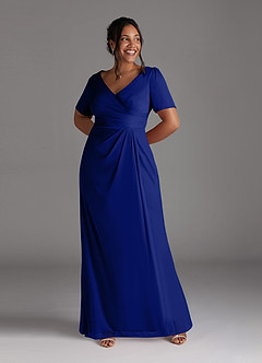 Azazie Bessie Kleider für die Brautmutter A-Linie Plissee Gittergewebe Kleid Königsblau image7
