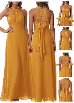Azazie Fifi Vestidos de damas de honor Vestido de Caramelo de Gasa de Corte En A Convertible con Sin tirantes image9