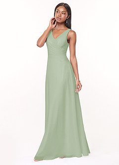 Azazie Nala Bridesmaid Dresses Dusty Sage A-Line Pleated Chiffon Dress image3