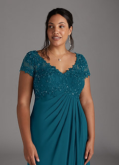 Azazie Jetta Mère de la mariée Robes Robe Trapèze en Mousseline de soie Paillettes Bleu Encre image10