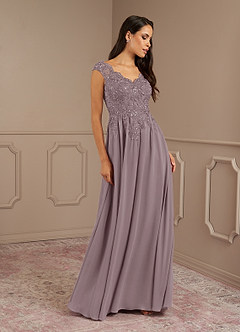 Azazie Amethyst Mother of the Bride Dresses Dusk A-Line V-Neck Sequins Chiffon Dress image4