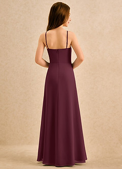 Azazie lolly Girls Formal Robe Demoiselle D'honneur Fillette Robe Trapèze en Mousseline de soie Plissée Cabernet image2