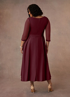 Azazie Maritza Mother of the Bride Dresses Cabernet A-Line Pleated Matte Satin Dress image3