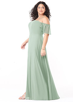 Azazie Sue Robes de demoiselle d'honneur Robe Trapèze Convertible en Mousseline de soie Épaule décolletée Agave image9