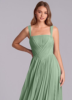 Azazie Mina 신부 들러리 드레스 A라인 주름진 쉬폰 바닥 길이 드레스 image2