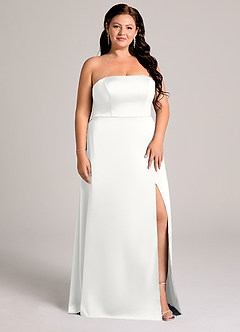 Azazie Wren Bridesmaid Dresses White A-Line Strapless Stretch Satin Convertible Dress image9