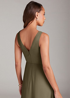 Azazie Nelly Bridesmaid Dresses Willow Green A-Line Pleated Chiffon Dress image7