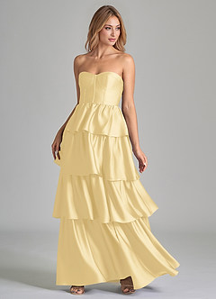 Azazie Faye Bridesmaid Dresses Butter A-Line Ruched Stretch Satin Dress image6