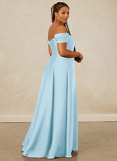 Christian Siriano Bridal for Azazie 1002 Bridesmaid Dresses Sky Blue A-Line Off the Shoulder Stretch Satin Convertible Dress image15