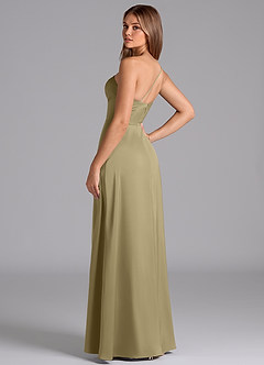 Azazie Trina Bridesmaid Dresses Moss Green A-Line One Shoulder Stretch Satin Dress image6