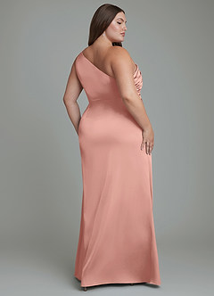 Azazie Akilah Bridesmaid Dresses Rosette Mermaid One Shoulder Stretch Satin Dress image9