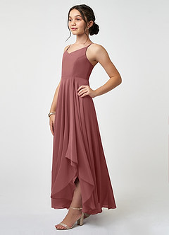 Azazie Collette Junior A-Linie Gestreift Chiffon Kleid Amethyst image3
