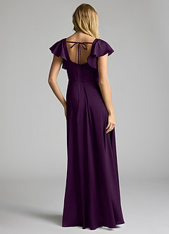 Azazie Bondi Bridesmaid Dresses Grape A-Line Bow Stretch Satin Dress image6