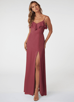 Azazie Natalia Vestidos de damas de honor Vestido de Merlot de Gasa de Corte en A image1