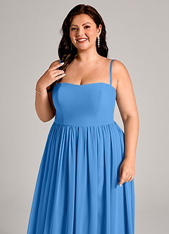 Azazie Calianna Bridesmaid Dresses Blue Jay A-Line Off the Shoulder Chiffon Convertible Dress image11