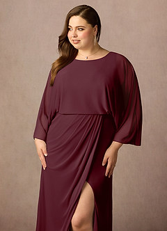 Azazie Ysabella vestidos de madre de la novia Vestido de Cabernet de Malla de Sirena con Plisado image10