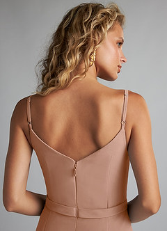 Azazie Summer Bridesmaid Dresses Champagne Rose Mermaid Scoop Cowl Chiffon Dress image6