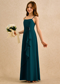 Azazie lolly Girls Formal Flower Girl Dresses Pine A-Line Pleated Chiffon Dress image1