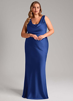 Azazie Rylina Robes de demoiselle d'honneur Robe Sirène en Satin extensible Bleu Roi image9