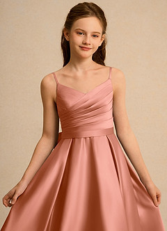 Azazie Sweets Junior Formal Jurken voor bloemenmeisjes A-Lijn Jurk van Mat Satijn Geplooid Meer Gesneden image6