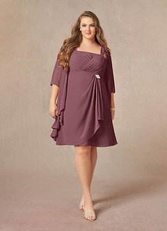 Azazie Olivia Mother of the Bride Dresses Sangria A-Line Square Neckline Pleated Chiffon Dress image7