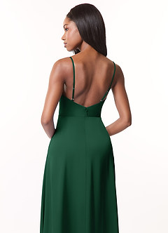 Azazie Brielle Brautjungfernkleider A-Linie Cowl-Spaghettiträger Stretch-Satin Kleid Dunkelgrün image5