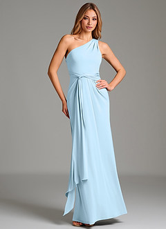 Azazie Taina Brautjungfernkleider A-Linie One-Shoulder Premium Stretch Jersey Kleid Himmelblau image5